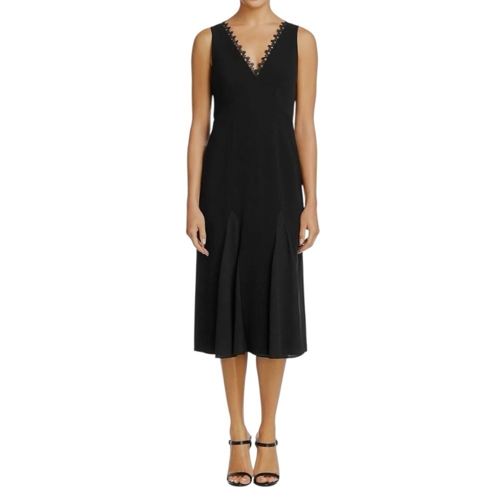 BAILEY 44 Black Serafina Sleeveless V-Neck Lace
Trim Midi Dress 4 Wedding‎ Party